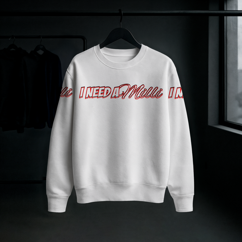 Crew Neck Sweater - White/Red & Black