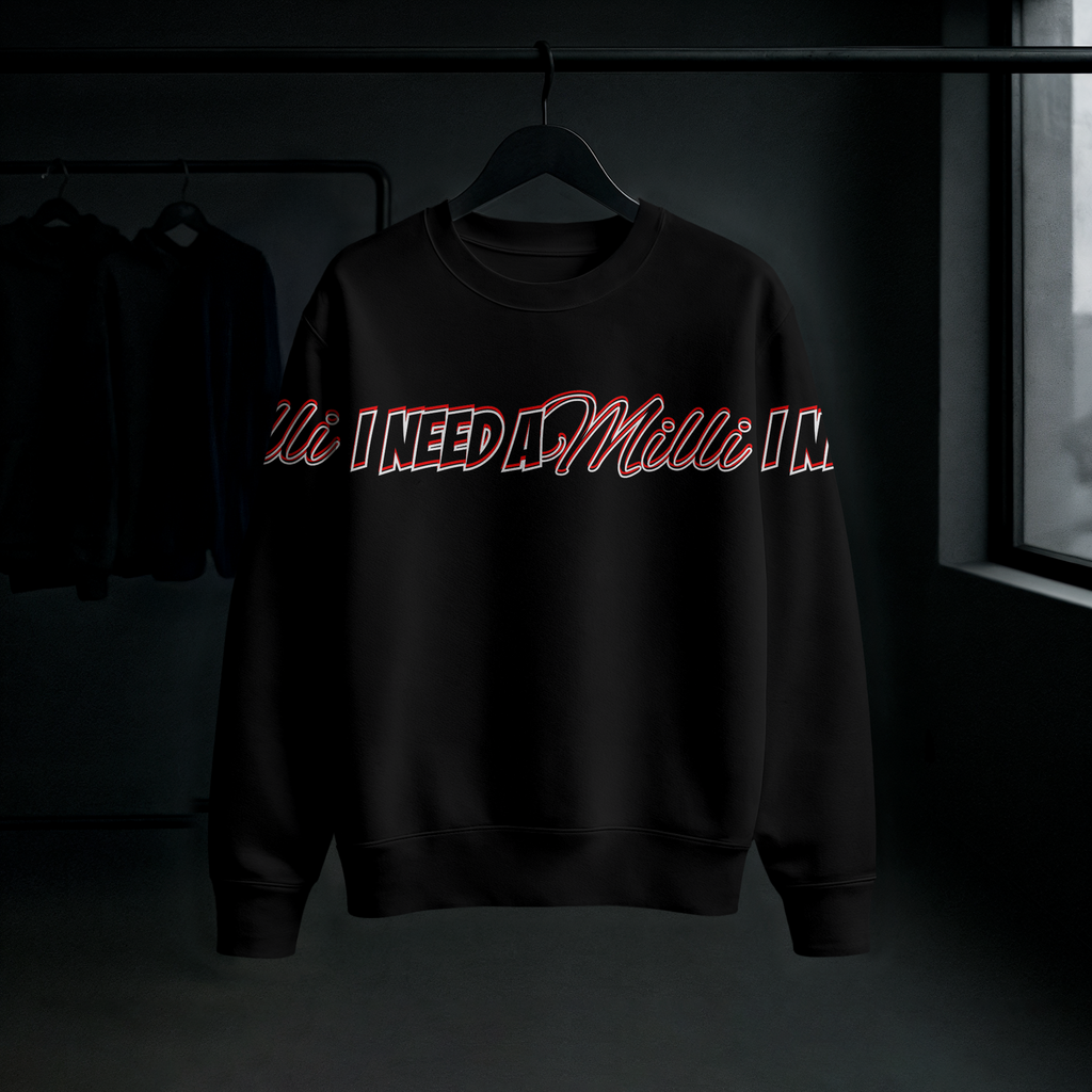 Crew Neck Sweater - Black/White & Red