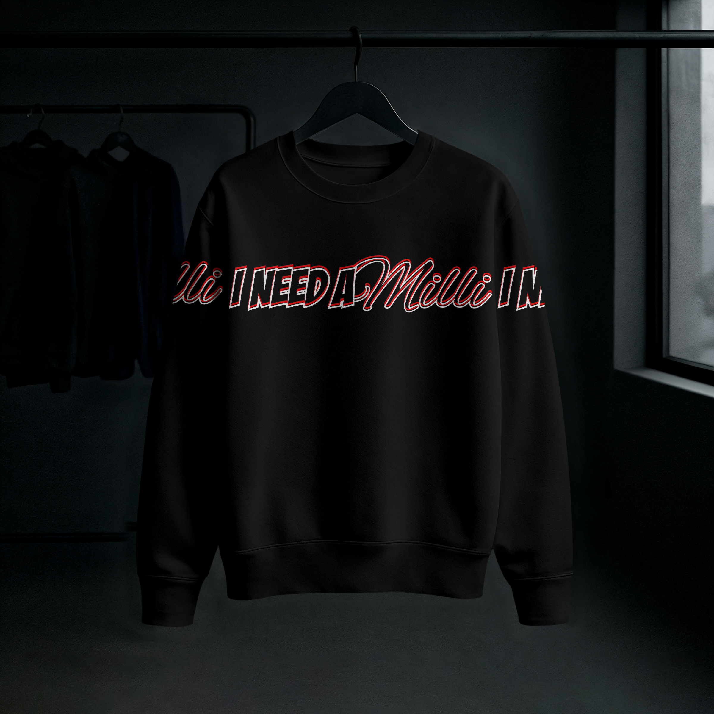 Crew Neck Sweater - Black/White & Red